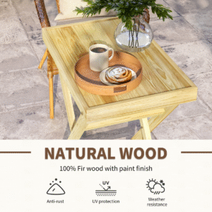 Outsunny Wooden Outdoor Table Natural - Image 2 of 8