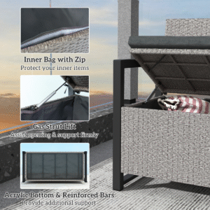 Outsunny Rattan Garden Bench with Storage Outsunny Rattan Garden Bench w/ Storage - Image 4 of 7