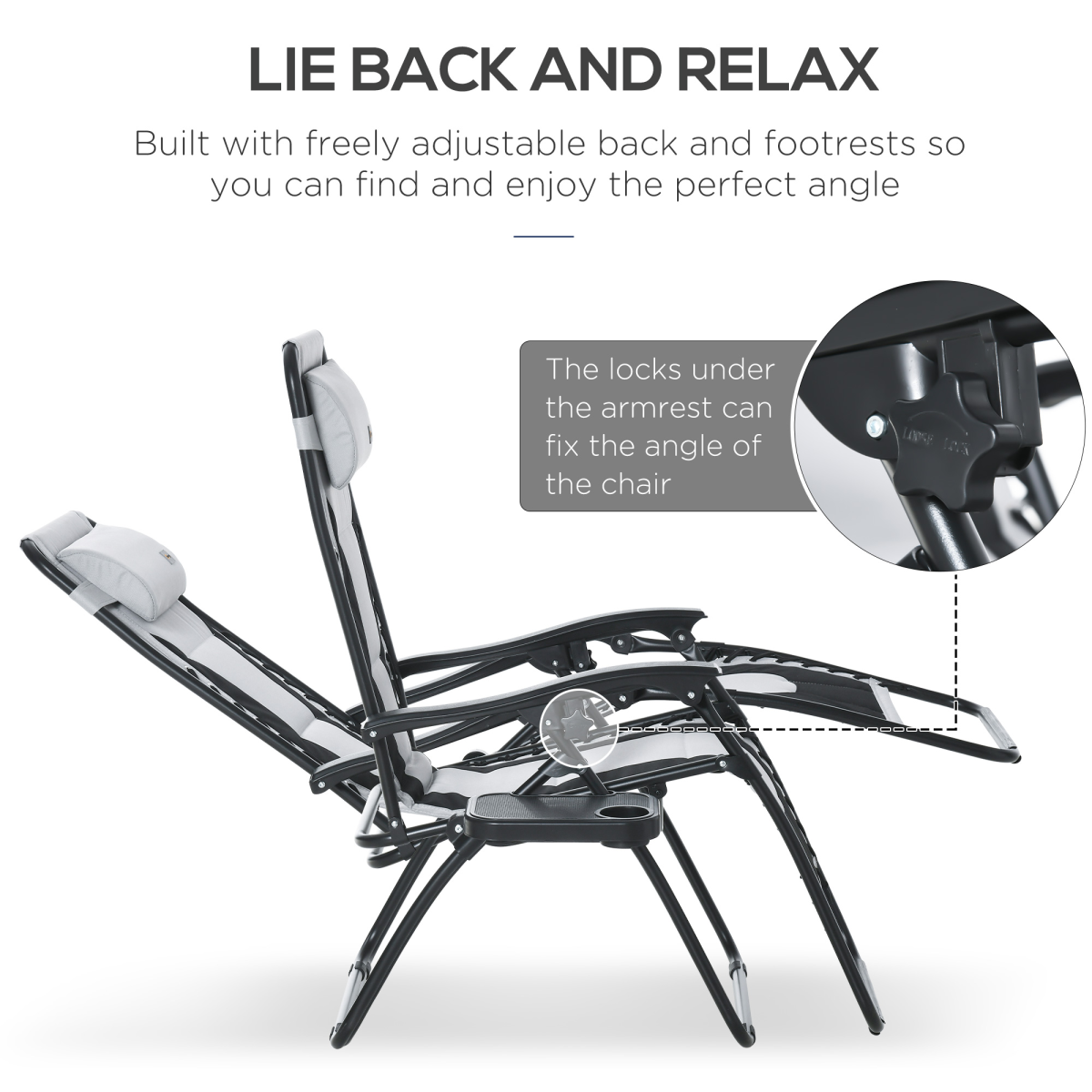 Outsunny Zero Gravity Folding Recliner – Image 3 of 8 Outsunny Zero Gravity Folding Recliner - Image 3 of 8