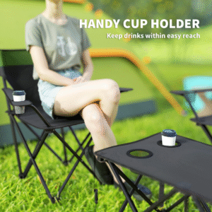 Outsunny 4pc Camping Table and Chairs Outsunny 4pc Foldable Table & Chair Set - Image 5 of 7