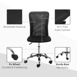 Vinsetto Armless Office Chair Ergonomic Vinsetto Armless Office Chair Ergonomic - Image 3 of 8