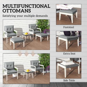 Outsunny 5pc Rattan Patio set with Wood Top Outsunny 5pc Rattan Patio set w/ Wood Top - Image 4 of 7