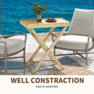 Outsunny Wooden Outdoor Table Natural - Image 3 of 8