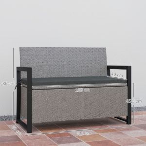 Outsunny Rattan Garden Bench with Storage Outsunny Rattan Garden Bench w/ Storage - Image 5 of 7