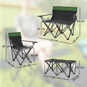 Outsunny 4pc Camping Table and Chairs Outsunny 4pc Foldable Table & Chair Set - Image 6 of 7