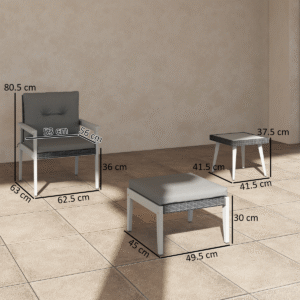 Outsunny 5pc Rattan Patio set with Wood Top Outsunny 5pc Rattan Patio set w/ Wood Top - Image 5 of 7