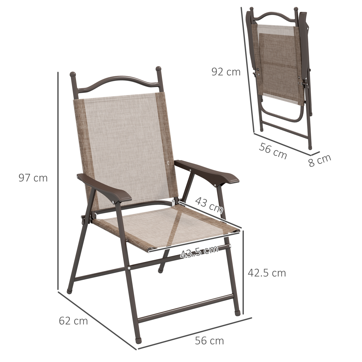 Outsunny Folding Chairs Set Mixed Brown – Image 5 of 7 Outsunny Folding Chairs Set Mixed Brown - Image 5 of 7