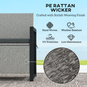 Outsunny Rattan Garden Bench with Storage Outsunny Rattan Garden Bench w/ Storage - Image 6 of 7