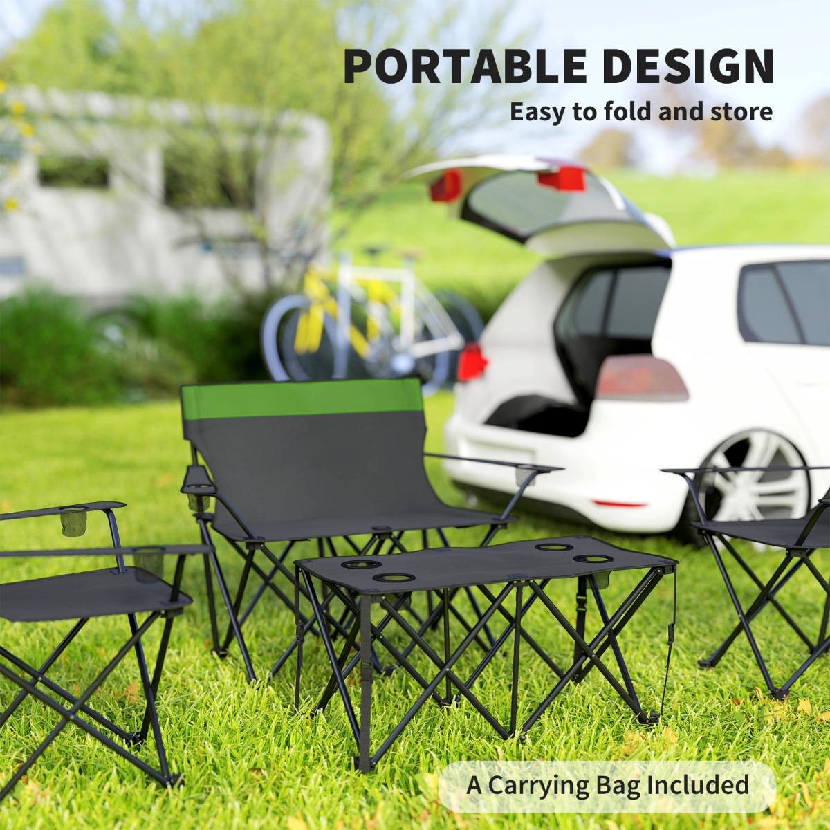 Outsunny 4pc Foldable Table & Chair Set – Image 7 of 7 Outsunny 4pc Foldable Table & Chair Set - Image 7 of 7