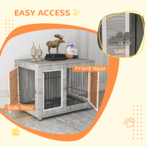 PawHut Dog Crate Furniture Double Door PawHut Dog Crate Furniture Double Door - Image 5 of 8