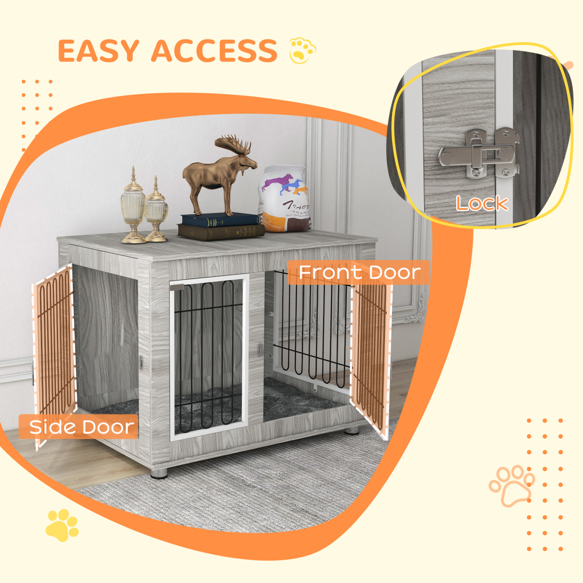 PawHut Dog Crate Furniture Double Door – Image 5 of 8 PawHut Dog Crate Furniture Double Door - Image 5 of 8