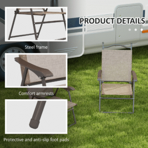 Outsunny Folding Chairs Set Mixed Brown Outsunny Folding Chairs Set Mixed Brown - Image 6 of 7