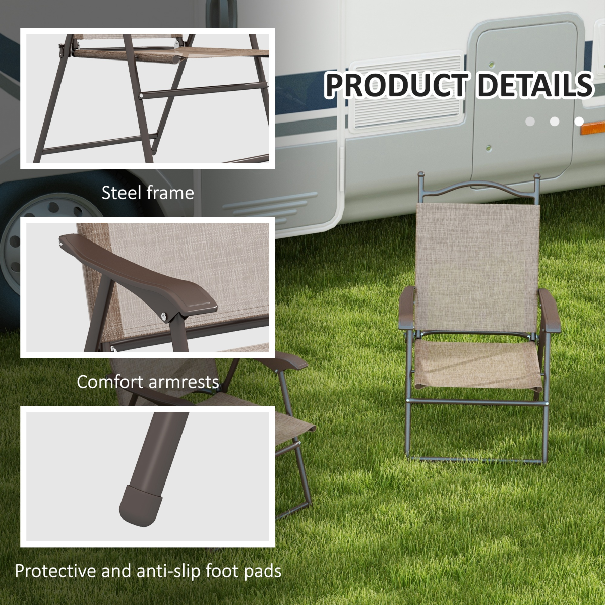 Outsunny Folding Chairs Set Mixed Brown – Image 6 of 7 Outsunny Folding Chairs Set Mixed Brown - Image 6 of 7