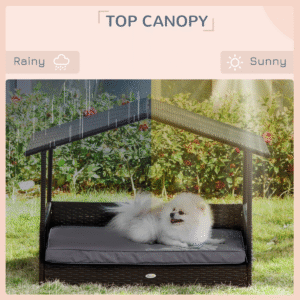 PawHut Rattan Pet Bed with Soft Cushion PawHut Rattan Dog Bed w/ Soft Cushion - Image 5 of 8