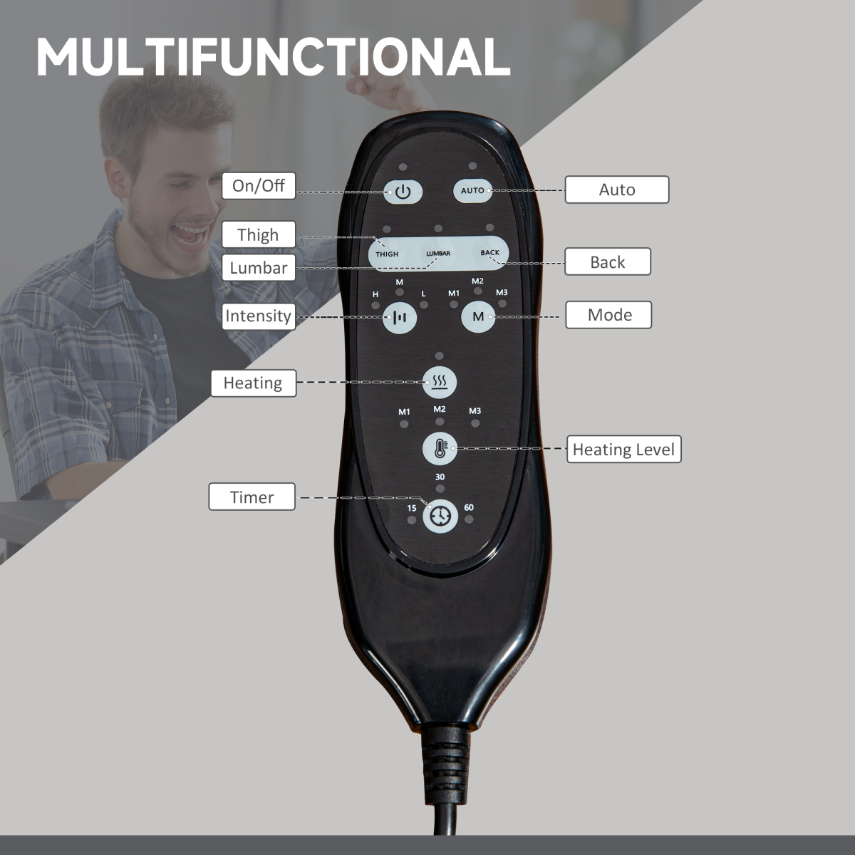 Vinsetto 6-Point Vibrating Massage Office Chair – Image 6 of 8 Vinsetto 6-Point Vibrating Massage Office Chair - Image 6 of 8
