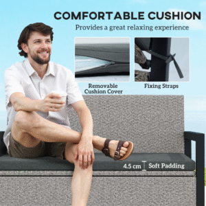 Outsunny Rattan Garden Bench with Storage Outsunny Rattan Garden Bench w/ Storage - Image 7 of 7