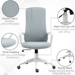 Vinsetto Office Chair Height Adjustable High-Back Vinsetto High-Back Home Office Chair Grey - Image 6 of 8
