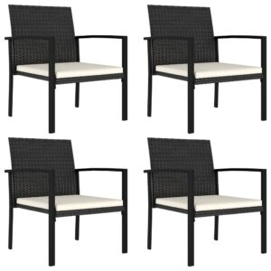 vidaXL Garden Dining Chairs 4 pcs Rattan with Armrests