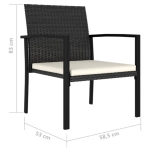 vidaXL 4pc Garden Dining Chairs Rattan w/ Armrests - Image 5 of 5