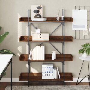 vidaXL Bookcase 4-Tier Brown Oak - Image 1 of 5