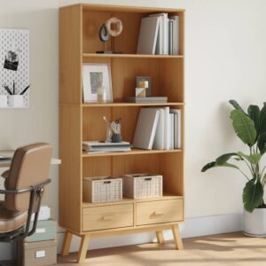 vidaXL Bookcase 4-Tier Solid Pine Wood - Image 1 of 5