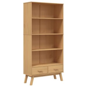 vidaXL Bookcase 4-Tier Solid Pine Wood - Image 2 of 5
