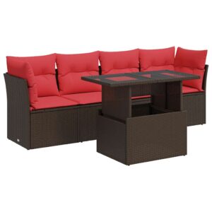 vidaXL 5 Piece Garden Sofa Set w/ Cushions - Image 2 of 5