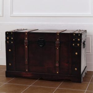 vidaXL Vintage Treasure Chest Wood 66x38x40cm vidaXL Vintage Treasure Chest Wood 66x38x40cm - Image 5 of 5