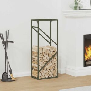 vidaXL Large Capacity Firewood Rack, 40 x 25 x 100cm, Olive Green - Image 1 of 1