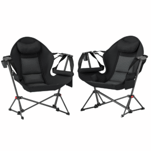 Outsunny 2pc Hammock Camping Chair Set, Black - Image 1 of 1