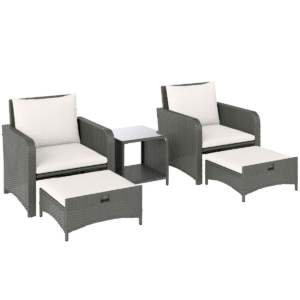 Outsunny Wicker Patio Conversation Set with 2 Armchairs Outsunny Wicker Patio Set w/ 2 Armchairs - Image 2 of 7