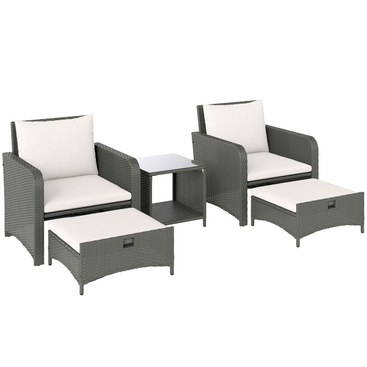 Outsunny Wicker Patio Set w/ 2 Armchairs – Image 2 of 7 Outsunny Wicker Patio Set w/ 2 Armchairs - Image 2 of 7