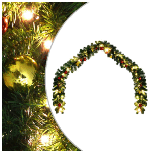 vidaXL Christmas Garland w/ Baubles & LED Lights - Image 1 of 5