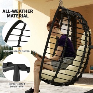 Outsunny Rattan Hanging Egg Chair with Stand Outsunny Rattan Hanging Egg Chair w/ Stand - Image 3 of 7