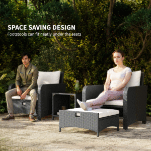 Outsunny Wicker Patio Conversation Set with 2 Armchairs Outsunny Wicker Patio Set w/ 2 Armchairs - Image 3 of 7