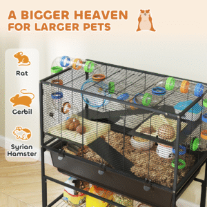 PawHut Hamster Cage 3 Tier on Wheels PawHut Hamster Cage 3 Tier on Wheels - Image 3 of 7