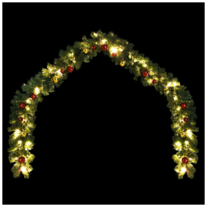 vidaXL Christmas Garland w/ Baubles & LED Lights - Image 3 of 5