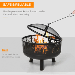 Outsunny 61.5cm 2-In-1 Outdoor Fire Pit & BBQ - Image 3 of 8