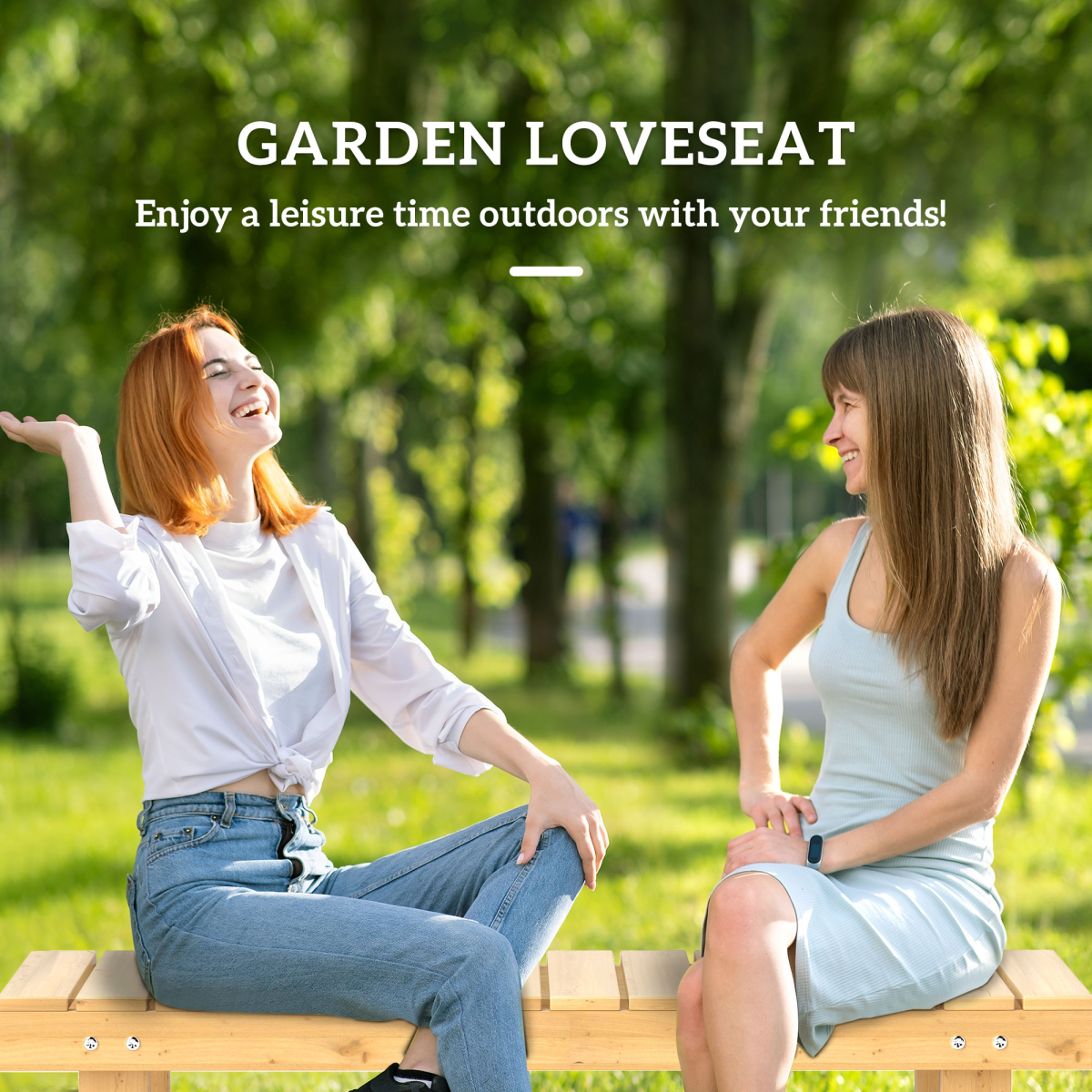 Outsunny 2-Seater Garden Bench Fir Wood – Image 3 of 8 Outsunny 2-Seater Garden Bench Fir Wood - Image 3 of 8