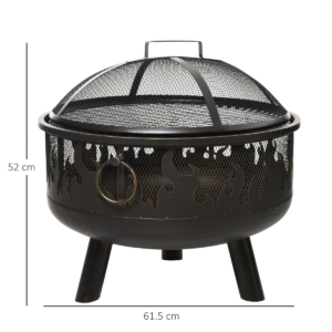 Outsunny 61.5cm 2-In-1 Outdoor Fire Pit & BBQ - Image 4 of 8