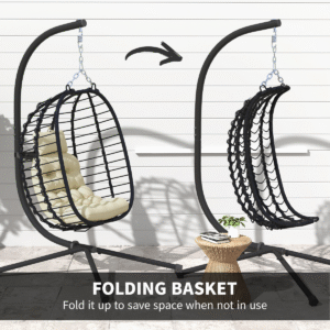 Outsunny Rattan Hanging Egg Chair with Stand Outsunny Rattan Hanging Egg Chair w/ Stand - Image 6 of 7