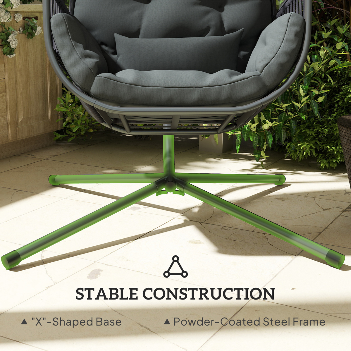 Outsunny Hanging Egg Chair w/ Stand – Image 6 of 7 Outsunny Hanging Egg Chair w/ Stand - Image 6 of 7