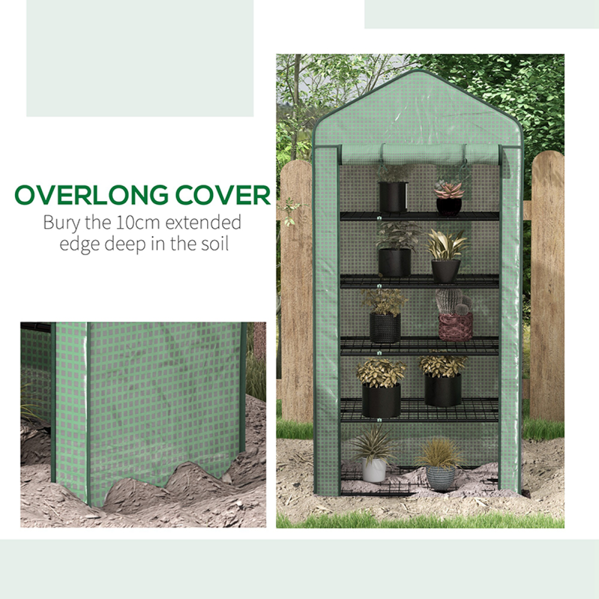 Outsunny Widened Mini Greenhouse 5 Tier – Image 6 of 8 Outsunny Widened Mini Greenhouse 5 Tier - Image 6 of 8