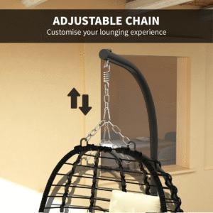 Outsunny Rattan Hanging Egg Chair with Stand Outsunny Rattan Hanging Egg Chair w/ Stand - Image 7 of 7