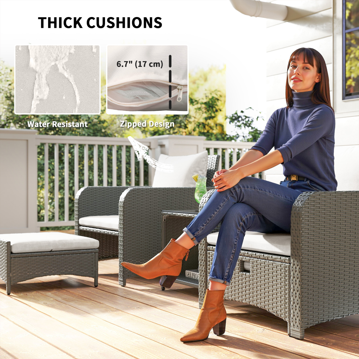 Outsunny Wicker Patio Set w/ 2 Armchairs – Image 7 of 7 Outsunny Wicker Patio Set w/ 2 Armchairs - Image 7 of 7