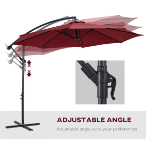Outsunny 3m Banana Parasol Cantilever Wine Red - Image 7 of 8
