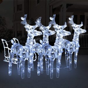 vidaXL Reindeers & Sleigh 240 LEDs Acrylic - Image 1 of 5