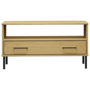 vidaXL Coffee Table w/ Metal Legs Solid Wood - Image 4 of 5