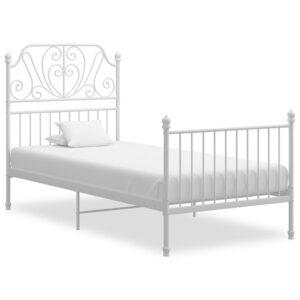 vidaXL Metal Bed Frame Powder Coated, White, 100 x 200cm - Image 1 of 1