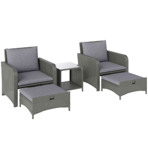 Outsunny Wicker Patio Set w/ 2 Armchairs, Grey - Image 1 of 1